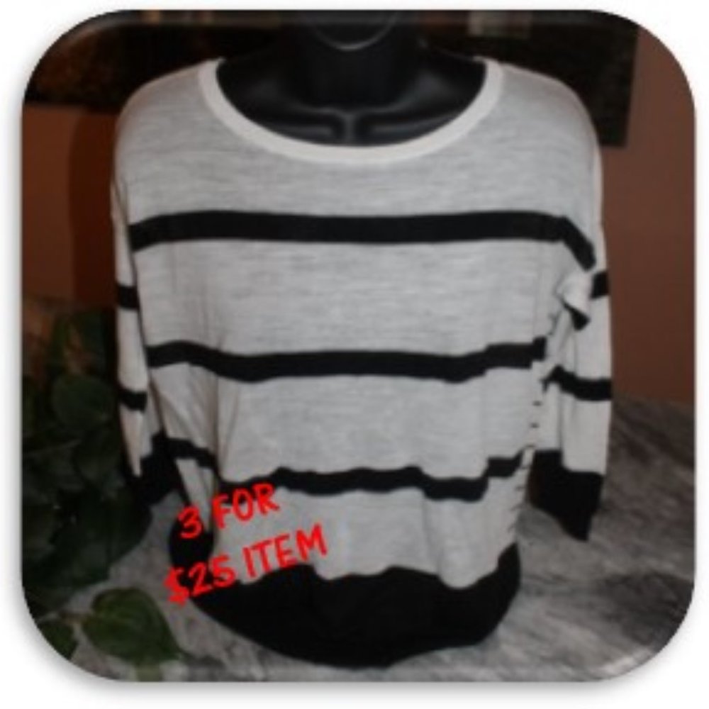 3 FOR $25 ITEM - SHEER STRIPED SWEATER